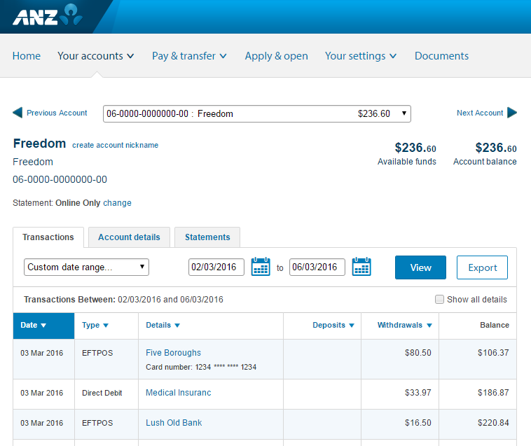 Viewing Transaction History Classic Account Management